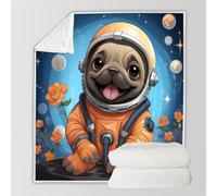 RFFLUX 3D Carlin Couverture 150x200 cm 1 Personne Douce et Chaude Plaid Couverture Astronaute Blanket en Microfibre Flanelle Canapé La Chambre Jete de lit