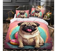 RFFLUX 3D Carlin Housse de Couette 220x240 cm 2 Personne 3 Pièces Microfibre Ultra Doux Carlin Parure de Lit avec Fermeture éclair avec 2 Taies d'Oreillers 65x65 cm(Style 42-5)