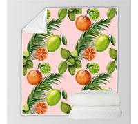 RFFLUX 3D Citron Couverture 220x240 cm 2 Personnes Douce et Chaude Plaid Couverture Orange Blanket en Microfibre Flanelle Canapé La Chambre Jete de lit(Style 24-13)