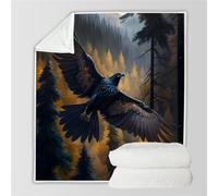 RFFLUX 3D Corbeau Couverture 150x200 cm 1 Personne Douce et Chaude Plaid Couverture Corbeau Blanket en Microfibre Flanelle Canapé La Chambre Jete de lit(Style 49-6)