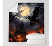 RFFLUX 3D Corbeau Couverture 150x200 cm 1 Personne Douce et Chaude Plaid Couverture Corbeau d'halloween Blanket en Microfibre Flanelle Canapé La Chambre Jete de lit(Style 50-14)