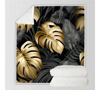 RFFLUX 3D Feuilles De Palmier Couverture 180x220 cm 2 Personnes Douce et Chaude Plaid Couverture Monstera Blanket en Microfibre Flanelle Canapé La Chambre Jete de lit(Style 24-15)