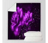 RFFLUX 3D Fleurs Couverture 150x200 cm 1 Personne Douce et Chaude Plaid Couverture Fleurs Violettes Blanket en Microfibre Flanelle Canapé La Chambre Jete de lit（Style 26-5）