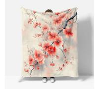 RFFLUX 3D Fleurs De Cerisier Couverture 180x220 cm 2 Personnes Douce et Chaude Plaid Couverture Rose Fleurs Blanket en Microfibre Flanelle Canapé La Chambre Jete de lit（Style 221-5）