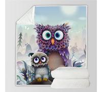 RFFLUX 3D Hibou Couverture 150x200 cm 1 Personne Douce et Chaude Plaid Couverture Hibou Blanket en Microfibre Flanelle Canapé La Chambre Jete de lit（Style 30-18）