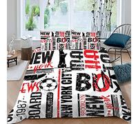 RFFLUX 3D Microfibre Housse de Couette New York 200x200 cm 2 Personnes 3 Pièces Ultra Doux Abstrait Graffiti Parure de Lit avec Fermeture éclair Enfant GarçOn Fille avec 2 Taies d'Oreillers 50x75