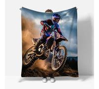 RFFLUX 3D Motocross Couverture 180x220 cm 2 Personnes Douce et Chaude Plaid Couverture Moto Blanket en Microfibre Flanelle Canapé La Chambre Jete de lit（Style 225-18）