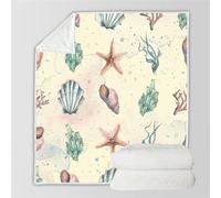 RFFLUX 3D Océan Maritime Couverture 150x200 cm 1 Personne Douce et Chaude Plaid Couverture étoiles De Mer Coquillages Blanket en Microfibre Flanelle Canapé La Chambre Jete de lit（Style 15-3）