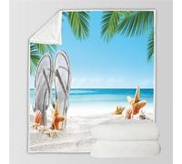 RFFLUX 3D Océan Plage Couverture 130x150 cm 1 Personne Douce et Chaude Plaid Couverture étoile De Mer Blanket en Microfibre Flanelle Canapé La Chambre Jete de lit(Style 26-2)
