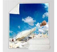RFFLUX 3D Océan Plage Couverture 150x200 cm 1 Personne Douce et Chaude Plaid Couverture étoiles De Mer Coquillages Blanket en Microfibre Flanelle Canapé La Chambre Jete de lit（Style 21-5）