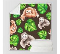 RFFLUX 3D Paresseux Couverture 150x200 cm 1 Personne Douce et Chaude Plaid Couverture Feuilles De Palmier Blanket en Microfibre Flanelle Canapé La Chambre Jete de lit（Style 15-6）