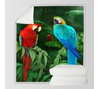 RFFLUX 3D Perroquet Couverture 100x130 cm 1 Personne Douce et Chaude Plaid Couverture Tropical Jungle Blanket en Microfibre Flanelle Canapé La Chambre Jete de lit(Style 26-7)