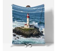 RFFLUX 3D Phare Couverture 220x240 cm 2 Personnes Douce et Chaude Plaid Couverture Océan Maritime Blanket en Microfibre Flanelle Canapé La Chambre Jete de lit（Style 231-6）