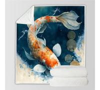 RFFLUX 3D Poisson Couverture 180x220 cm 2 Personnes Douce et Chaude Plaid Couverture Style Chinois Blanket en Microfibre Flanelle Canapé La Chambre Jete de lit(Style 39-10)
