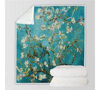RFFLUX 3D Pomme De Prune Couverture 150x200 cm 1 Personne Douce et Chaude Plaid Couverture Rétro Fleurs Blanket en Microfibre Flanelle Canapé La Chambre Jete de lit（Style 27-4）