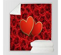 RFFLUX 3D Rose Couverture 180x220 cm 2 Personnes Douce et Chaude Plaid Couverture Amour Blanket en Microfibre Flanelle Canapé La Chambre Jete de lit（Style 33-20）