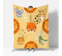 RFFLUX 3D Tigre Couverture 130x150 cm 1 Personne Douce et Chaude Plaid Couverture Dessin Animé Lion Blanket en Microfibre Flanelle Canapé La Chambre Jete de lit（Style 147-19）