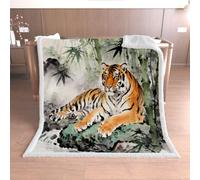 RFFLUX 3D Tigre Couverture 130x150 cm Douce et Chaude（R-5-5）