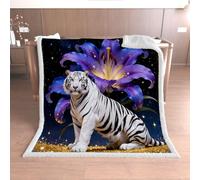 RFFLUX 3D Tigre Couverture 130x150 cm Douce et Chaude（R-7-4）