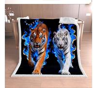 RFFLUX 3D Tigre Couverture 130x150 cm Douce et Chaude（R-7-5）