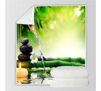 RFFLUX 3D Zen Couverture 150x200 cm 1 Personne Douce et Chaude Plaid Couverture Pierre Bambou Blanket en Microfibre Flanelle Canapé La Chambre Jete de lit（Style 35-18）