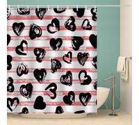 RFFLUX Amour Rideau de Douche Anti Moisissure 120x180 cm 3D Saint Valentin Rideaux de Douche Lavable en Machine Imperméable Tissu Polyester avec 12 Crochets（Style 141-6）