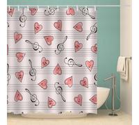 RFFLUX Amour Rideau de Douche Anti Moisissure 120x200 cm 3D Musique Rideaux de Douche Lavable en Machine Facile à Nettoyer Polyester avec 12 Crochets（Style 142-7）