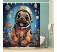 RFFLUX Carlin Rideau de Douche Anti Moisissure 120x180 cm 3D Astronaute Rideaux de Douche Lavable en Machine Imperméable Tissu Polyester avec 12 Crochets(Style 44-9)