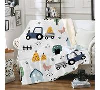 RFFLUX Couverture Tracteur 130x150 cm - Plaid Microfibre Sherpa Douce et Chaude 1 Pers. - Couverture de Lit 3D Ferme Camion
