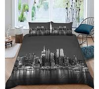 RFFLUX Housse de Couette New York 140x200 cm 1 Personne 3 Pièces Ultra Doux 3D Paysage Urbain Parure de Lit en Microfibre avec Fermeture éclair Enfant GarçOn Fille avec 2 Taies d'Oreillers 50x75