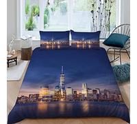 RFFLUX Housse de Couette New York 200x200 cm 2 Personnes 3 Pièces Ultra Doux 3D Paysage Urbain Parure de Lit en Microfibre avec Fermeture éclair Enfant GarçOn Fille avec 2 Taies d'Oreillers 50x75