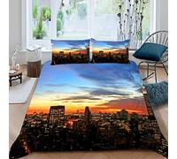 RFFLUX Housse de Couette New York 240x260 cm 2 Personnes 3 Pièces Ultra Doux 3D Paysage Urbain Parure de Lit en Microfibre avec Fermeture éclair Adulte GarçOn Fille avec 2 Taies d'Oreillers 50x75