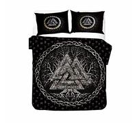 RFFLUX Housse de Couette Viking 220x240 cm 2 Personnes 3 Pièces Ultra Doux 3D Viking Arbre de Vie Parure de Lit en Microfibre avec Fermeture éclair Adulte GarçOn avec 2 Taies d'Oreillers 50x75 cm