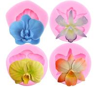 RFGHAC Lot de 4 moules en silicone pour décoration de gâteaux Motif fleurs d'orchidée