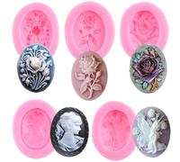 RFGHAC Lot de 5 moules en silicone en forme de camée en forme de fleur de rose pour décoration de gâteaux, pâte à sucre, pâte polymère ZB125CK