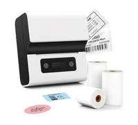 RFGTHY Imprimante D'étiquettes De Codes À Barres 3 Pouces, Thermique Bluetooth for Usage Domestique Et Professionnel, Compatible avec Téléphone PC Imprimante Portable(White)