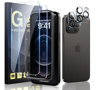 RFGVC-2+2, Verre Tremp? pour iPhone 12 Pro 6,1"" Kit Outil d'Installation Facile, 2 Protection ?cran Vitre pour iPhone 12 Pro avec 2 Protection Camera [Facile ? Installer] [Sans Bulles]