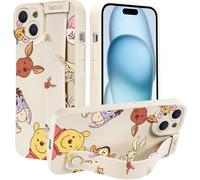 Rfgvc-Wrist Strap Coque Pour Iphone 12 6,1"",Etui Silicone Avec Dragonne Bracelet Support,Ultra-Mince Antichoc Tpu Mignon Ours Bear Cartoon Anime Motif Kawaii Design Housse,Cartoon