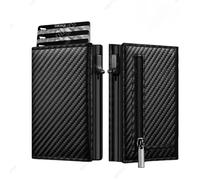 Rfid porte-carte de crédit sac d'argent de luxe en Fiber de carbone ID porte-carte bancaire porte-monnaie portefeuille minimaliste pour hommes Carteira Masculina Black