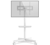 RFIVER Blanc Pied TV, Support TV Mobile sur roulettes pour Télévision Plasma/LCD/LED/OLED de 27-60 Pouces, Chariot TV Réglable en Hauteur, Max VESA 400x400 mm Charge Max de 40kg