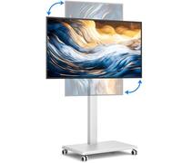 RFIVER Blanc Support TV Roulette pour téléviseurs 42-75 Pouces, Support TV sur Pied Pivotant Réglable en Hauteur, Mobile TV Jusqu’à 40 kg, Max VESA 400x400mm
