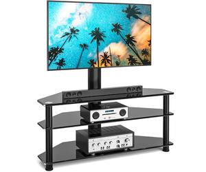 RFIVER Meuble TV avec Support Pivotant Hauteur Réglable pour TVs et Ecrans LCD LED de 32 à 70 Pouces 3 Étagères TW1002