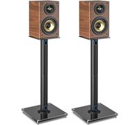 RFIVER Support D'enceinte Universel Pieds Enceintes - Hauteur 680 mm - Supporte Les Petites Enceintes Satellites Allant Jusqu'a 10kgs - Ensemble de 2 - Gestion des Câbles - Facile À Assembler - Noir