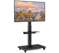 RFIVER Support TV Roulette avec Support Cantilever pour Ecran de Télé de 26 à 70 Pouces LED LCD Plasma Chariot Meuble TV Pied Universel Pivotant Réglable en Hauteur avec 2 Étagères