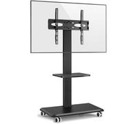 RFIVER Support TV sur Pied à roulettes, 26-70 Pouces, Charge 40 kg | Hauteur Réglable, Universel Pivotant Réglable en Hauteur avec 2 Étagères, VESA Max 400x400 mm, Noir