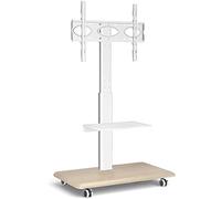 RFIVER Support TV sur Pied à roulettes, 26-70 Pouces, Charge 40 kg | Hauteur Réglable, Universel Pivotant Réglable en Hauteur avec 2 Étagères, VESA Max 400x400 mm, Blanc
