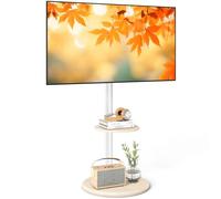 RFIVER Support TV sur Pied avec Roues Cachées pour TVs de 32 à 65 Pouces Support TV roulettes Blanc Réglable en Hauteur et Inclinaison Porte jusqu'à 40 kg VESA Max 400x400mm