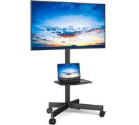 RFIVER Support TV sur Pied Chariot TV Meuble Télé Support avec Roulette Pied de 27 à 60 Pouces, Mobile TV Pivotant et Réglable en Hauteur, jusqu'à 40 kg, Max VESA 400x400 mm