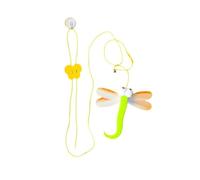 RFl332 Baguette magique pour animaux de compagnie - Corde élastique - Jouet avec plume suspendue - Jouet à bascule - Vert - 2 m