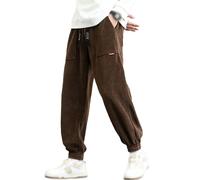 Rfmfkkg Pantalon de survêtement baggy en velours côtelé pour homme, marron, 36-41